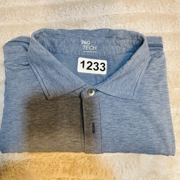 F&G Tech Polo Shirt Men XL Slate Blue Stretch Golf Athletic Performance - Picture 9 of 9